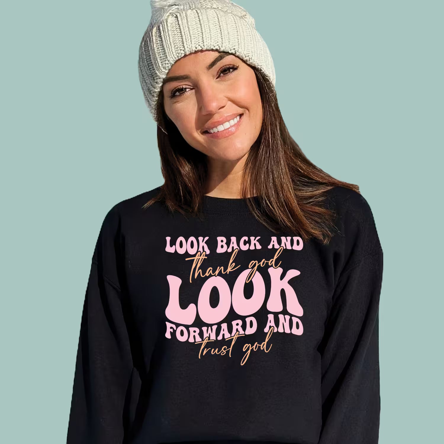 black-colored inspirational faith sweatshirt by Alexander Crafts, ideal for daily encouragement.