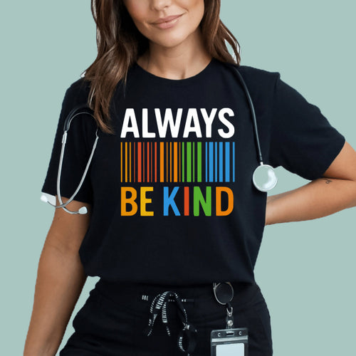 Black inspirational kindness shirt for men and women, a perfect gift for educators and healthcare workers.