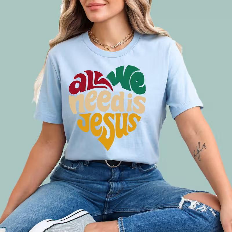 Light Blue colored minimalist religious shirt, a perfect high-quality gift for Christian men and women.